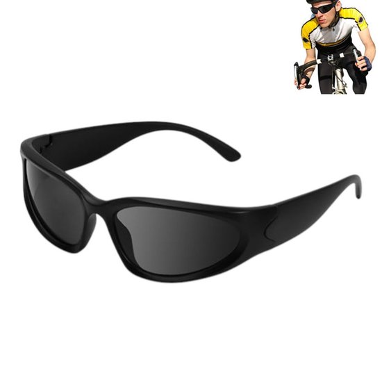 1 stuk - zonnebril - Zonnebril - Gepolariseerd - Heren - Dames - Zwart - Zonnebrillen met omhullend montuur voor fietsers - geschikt voor dames en heren - Wielrennen & Sport van Merkloos