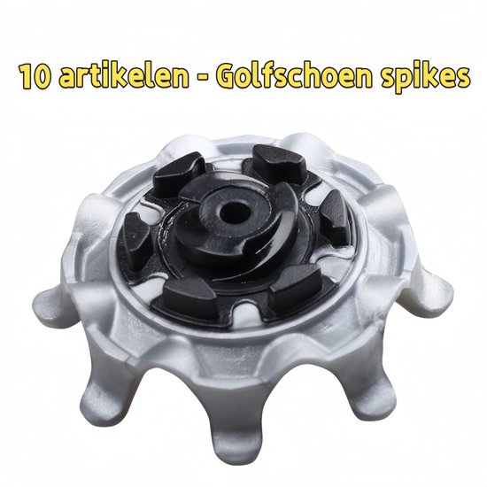 10-delige golfschoennoppen - Quick Spin - Korte tanden met gat - Grijs-zwart van Longridge