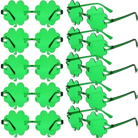 10x Groene Klaverblad - Dailygoods- Zonnebril St. Patrick's Day