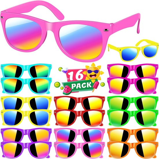 16 Kinderzonnebrillen Bulk UV400 Bescherming Feestartikelen Jongens Meisjes 3-8 Jaar van Merkloos