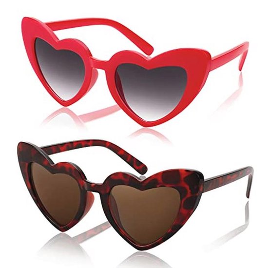 2 Paar Hartvormige Zonnebril voor Kinderen - 3-10 Jaar, UV400 Bescherming van Merkloos