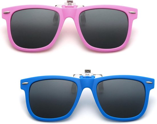 2 Paar Kids Clip On Zonnebril Kids Zonnebril Jongens Meisjes Kids Gepolariseerde Zonnebril Kinderen Junior UV-bescherming Flip Up Voor Strand, School, Winkelen, Party Decoratie