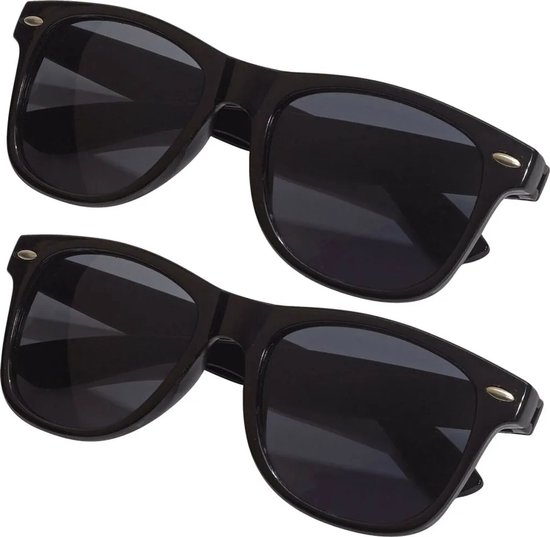 2 paar zonnebrillen: Aviator zonnebril, retro nerdy zonnebril, partybril met hoornmotief, zwart.