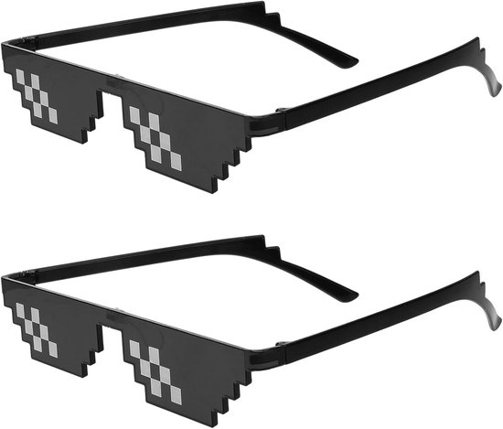 2 Pack Grappige Zonnebril Mozaïek Pixel Bril voor Feesten en Dress Up van Merkloos