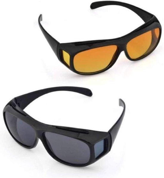 2 PACK HD Night Day Vision Driving Wrap Around Anti-Glare Zonnebril met Gepolariseerde lens voor Mannen en Vrouwen