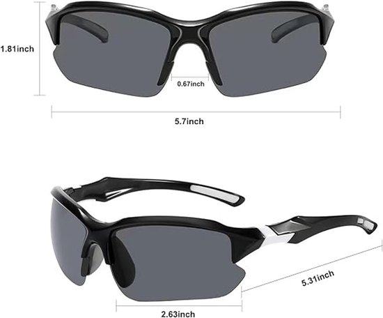 2-pack Unisex gepolariseerde fietszonnebril - UV400-bescherming, lichtgewicht en antislip sportbril, geschikt voor hardlopen, wandelen, fietsen en andere sporten van Merkloos