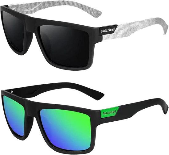 2 Pairs of Multicoloured Polarised Sunglasses for Men and Women with UV Protection van Merkloos