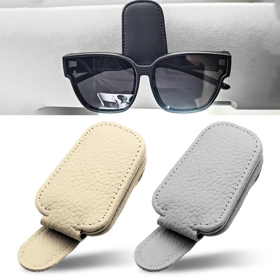 2 stuks brillenhouders voor auto, magnetische houder voor vizierbril, universeel, lederen auto-brillenetui, clip voor vizier, auto, 2 stuks