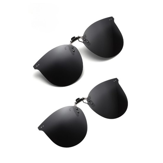 2 stuks - Clip-ons voor zonnebrillen - Gepolariseerde clip-ons voor zonnebrillen - Clip-ons voor bestuurders - Nachtzicht - Anti-reflecterende opklapbare zonnebril - Unisex - UV-bescherming van OBA vrouwen