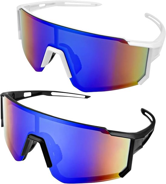 2 stuks gepolariseerde sportzonnebrillen, fietsbrillen met UV400 bescherming, geschikt voor hardlopen, fietsen, vissen en ski毛n