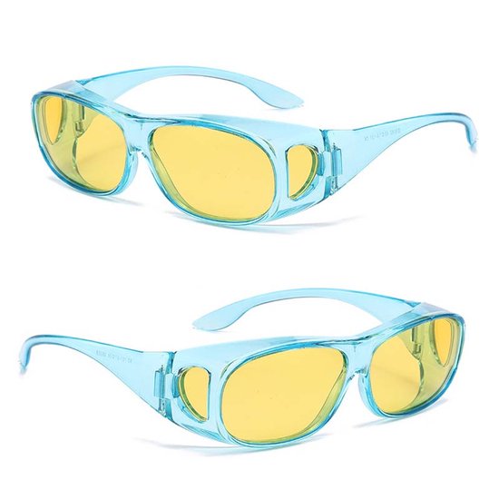 2 Stuks Nachtbril Voor Autorijden - Anti-verblindende En Gepolariseerde Glazen - Omhullende Uniseks Bril (Blauw) van LifeGoods