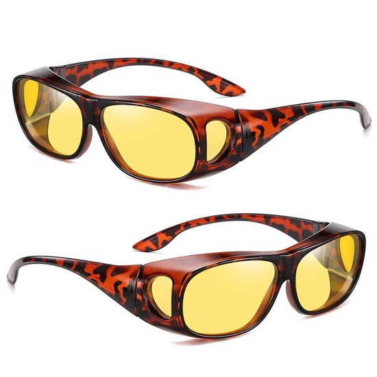 2 Stuks Nachtbril Voor Autorijden - Anti-verblindende En Gepolariseerde Glazen - Omhullende Uniseks Bril (Bruin) van ZAC.