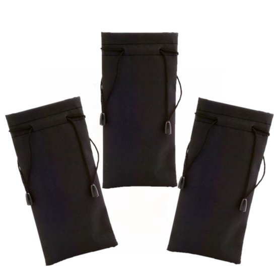 20x stuks zonnebrillen etui van stof zwart 18 cm - brillen hoesjes van Fiesta4all