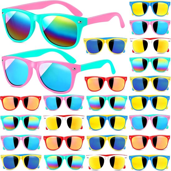 24 stuks kinderzonnebrillen - UV400 - neon kleuren - feest
