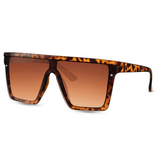 2723 Oversized zonnebril | shield zonnebril | unisex zonnebril | panter zonnebril | schildpad zonnebril | transparante zonnebril | grote zonnebril | bruin zonnebril | festival zonnebril |heren zonnebril | dames zonnebril | Bruine zonnebril | UV400 van Merkloos