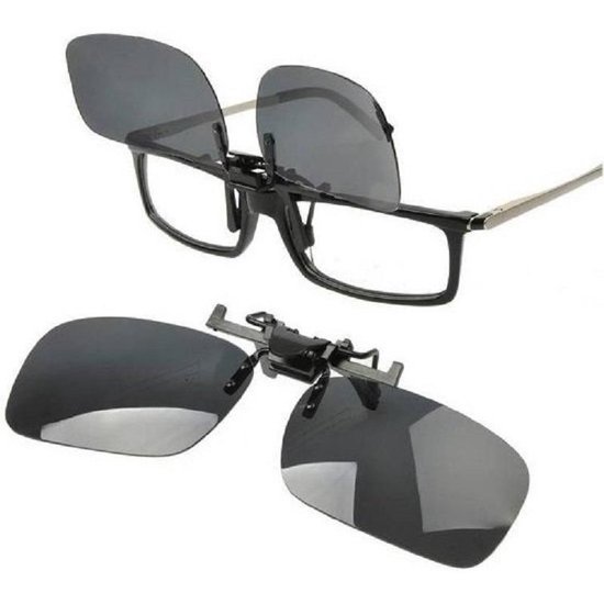 2x Polariserende / polarized clip-on voorzet zonnebrillen rechthoekig model - zwart van Dragon Eyewear