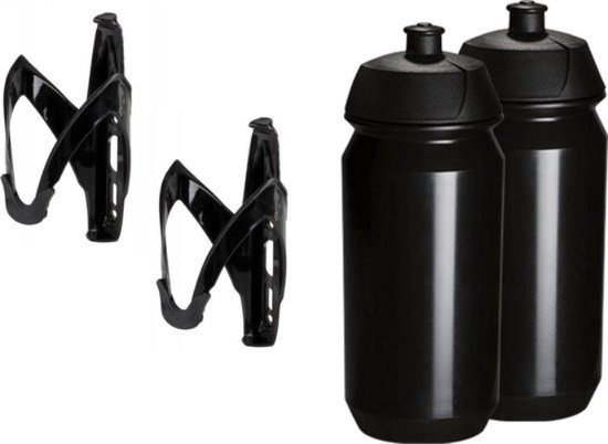 2x Tacx Bidon - 2x M-wave Bidonhouder - Drinkfles - Drinkbushouder - Drinkbushouder voor Fiets van Tacx