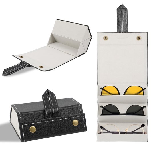 3-laags Reist zonnebril Organizer - Opvouwbaar Design - Perfecte Bescherming voor Zonnebrillen van Merkloos