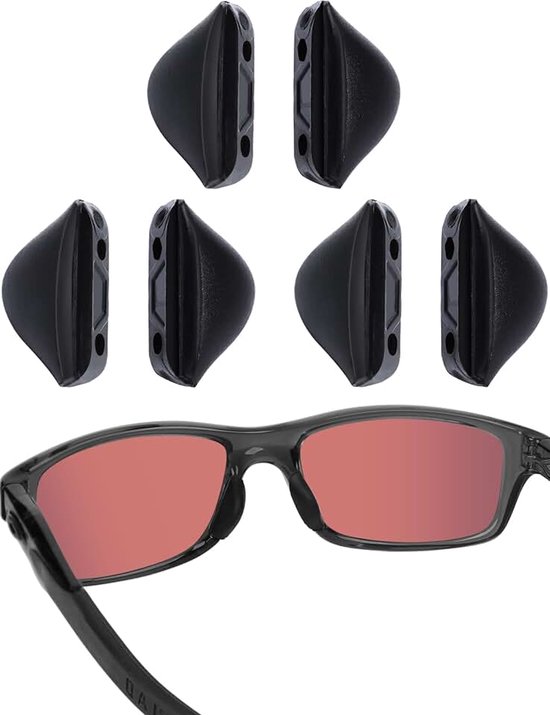 3 paar verbeterde neuspads voor Oakley Turbine OO9263, Marshal MNP, Fives Squared OO9238, Chainlink OO9247, Pit Bull OO9128 Brillen zonnebril, Push-in Neusstuk Vervanging, Zwart, Antislip