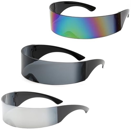 3-pack Futuristische Cyberpunk Zonnebrillen voor Feestjes en Carnavals van Neon Nation