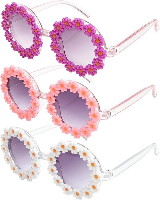 3-Pack UV400 Zonnebrillen voor Baby's en Kinderen - Bloemen- en Meisjesmodel van Bear Essentials