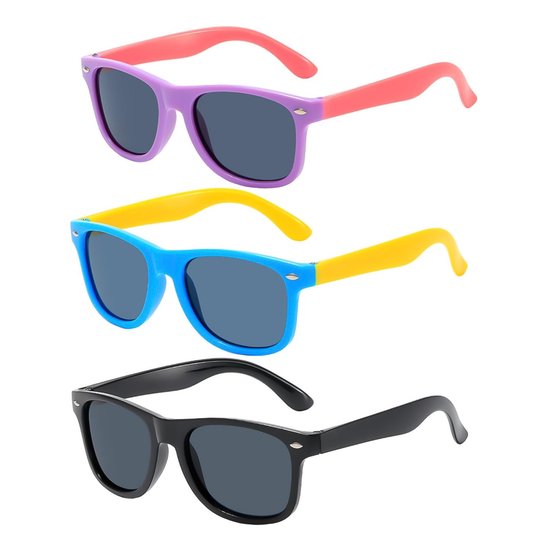 3 Stuks Kinderschoenen met UV Bescherming - Polarized Zonnebril voor Jongens en Meisjes - Multicolor