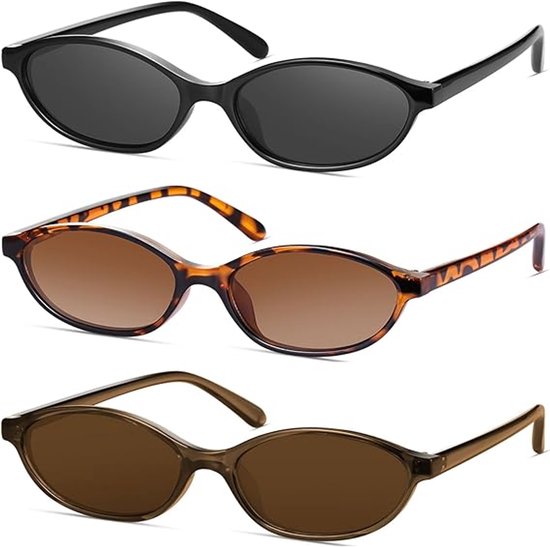 3 Stuks Retro Oval Cat Eye Sunglasses for Women Trendy Narrow Shades UV protection Sun Glasses