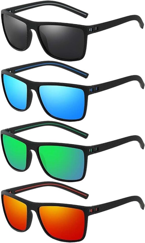 4 Stks Zonnebril Met Zwart Frame, High-Definition Winddichte Glazen, Praktische Outdoor Zonnebril, Geschikt Voor Fietsen, Rijden, Vissen En Andere Scènes.
