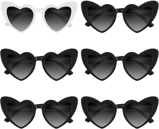 4/6/8/10/12 Pack Bachelorette Zonnebril Hart Zonnebril Vintage Hartvormige Bril voor Vrouwen Bruids Feest Bruiloft