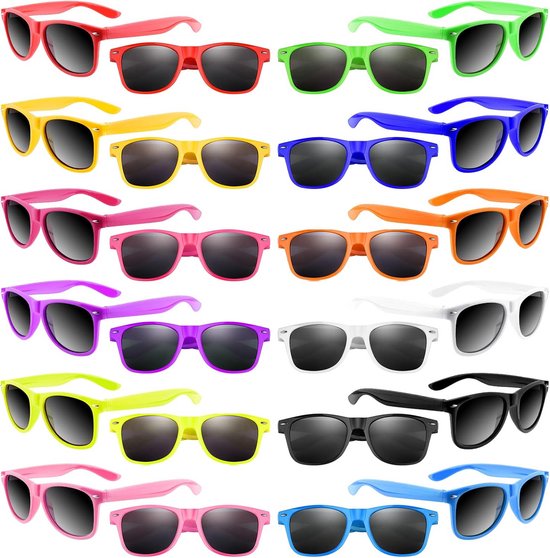 48 Stuks Kinderzonnebrillen Neon Kleuren - Strandfeest, Verjaardagscadeau & Feestartikelen van Merkloos
