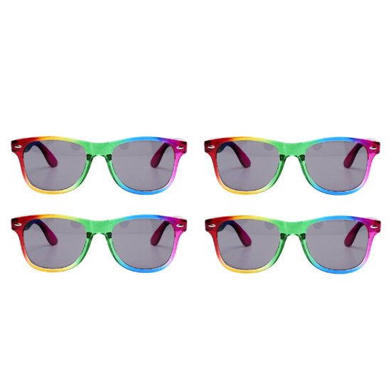 4x Regenboog zonnebrillen retro voor volwassenen - Regenboog zonnebrillen dames/heren van Comfyolife