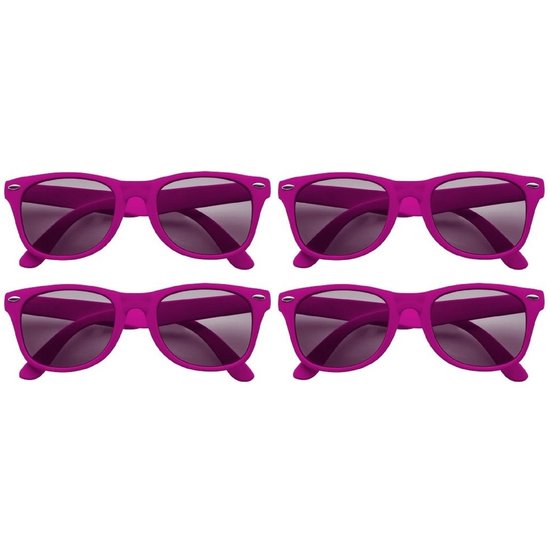 4x stuks zonnebril fuchsia roze - UV400 bescherming - Zonnebrillen voor dames/heren van Axiome