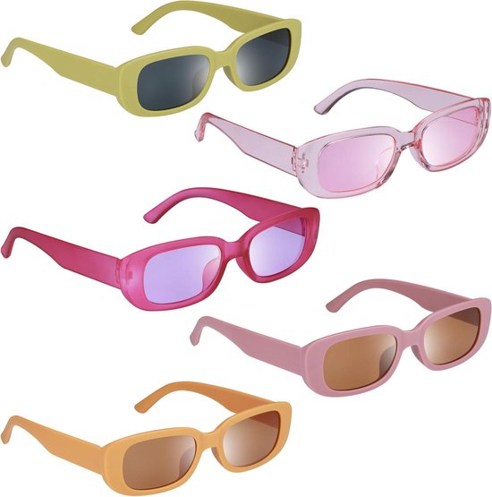 5-pack rechthoekige zonnebril UV400-bescherming vintage jaren 90 rave-zonnebril - voor tieners, vrouwen en mannen van Freckles Marktplaats