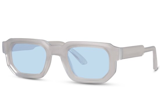 5702 | Zonnebril Zee blauwe Lens | Transparant Montuur | Vierkant | Retro & Classic Bril | Festival & Rave Bril | Koningsdag Bril | Zonnebril Dames & Heren | Trendy Party & Outdoor Bril | Inclusief Brillen Sleeve & Brillendoek van Merkloos