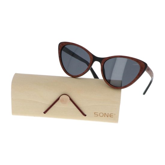 5one® Cecina Cateye Grey - zonnebril met Kosso/Ebony houten montuur van 5one®