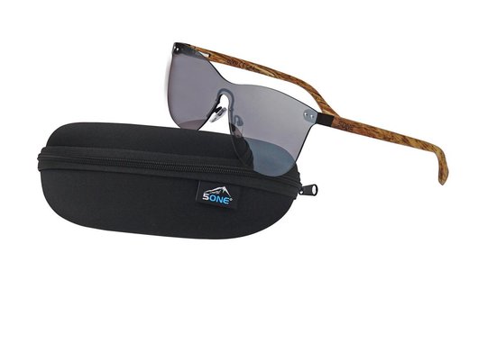 5one® Cyprus Flat Grey - Zonnebril met Houten poten - Spiegellens van 5one®
