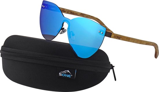 5one® Honolulu Butterfly Flat Ice Blue - Duwood hout zonnebril - blauw van 5one®