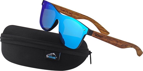 5one® Hvar Zebra Ice Blue - Houten Zonnebril gepolariseerd van 5one®