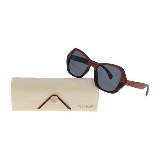 5one® Lucca XL 2-tone - Sapeli en ebony houten zonnebril voor dames van 5one®