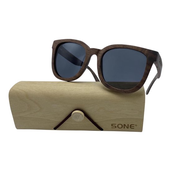 5one® Rome Walnut zonnebril met grijze lens - houten dames zonnebril van 5one®