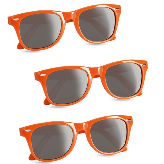 5x stuks hippe zonnebrillen met oranje montuur - UV400 bescherming - Koningsdag - EK/WK verkleed accessoires van Funiray