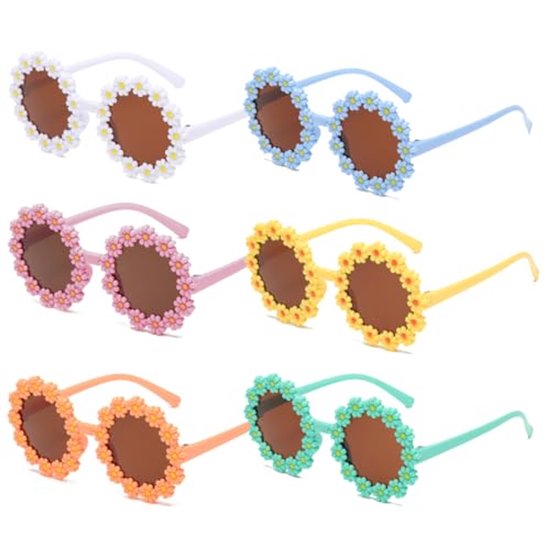 6 Paten Feestzonnebrillen - Grappige Bloemenbril voor Volwassenen en Kinderen - Carnaval en Verjaardag van Unique Living 