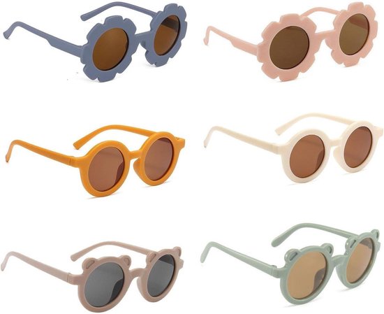 6 stuks gepolariseerde zonnebril bloemenvorm ronde zonnebril retro zonnebril voor zwembadfeestjes - Roze - Eén maat (html contetn, need) . van Merkloos