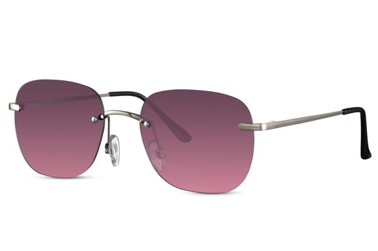 6027 The Purple Glazou zonnebril - festival,rave & techno bril - dames & heren zonnebril - trendy & fashion zonnebril - frame loos & randloze zonnebril - paarse glazen zonnebril - mat goud montuur - festival bril - Unisex + Brillen sleeve & Doek