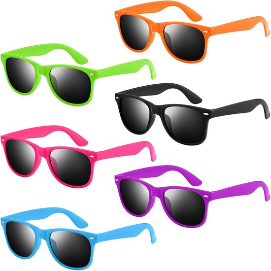 6/12/24/60 Pack Neon Zonnebril Bulk Klassieke Retro Multicolor Party Zonnebril voor Zomer Strand Zwembad Party Gunsten