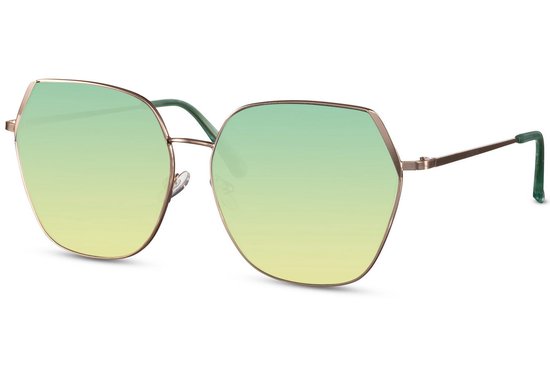 6269 Solo-Solis Oversized Zonnebril | Geometrisch Vlinderbril | Goud Montuur Zonnebril | Groen-Geel Verloop Glazen | Dames Zonnebril | Festival & Rave Bril | Fashion Eyewear | Trendy Party Bril | UV400 |Party & Outdoor Bril + brillen sleeve & doek
