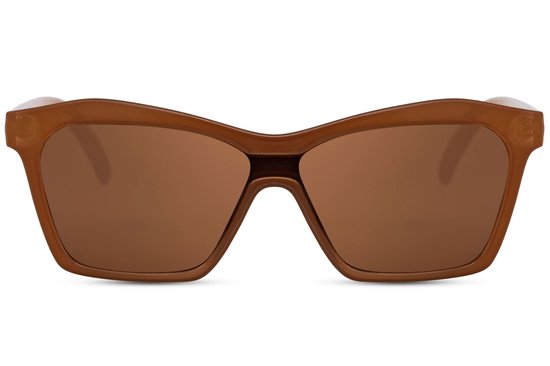 6368 ECO CAT-EYE | Bruine Lens | Bruin Montuur | Oversized Cat-Eye / Geometrisch | Retro & Classic Bril | Festival & Rave Bril | Carnavalsbril | Zonnebril Dames & Heren | Trendy Party & Outdoor Bril | Inclusief Etui & Brillendoek van Merkloos