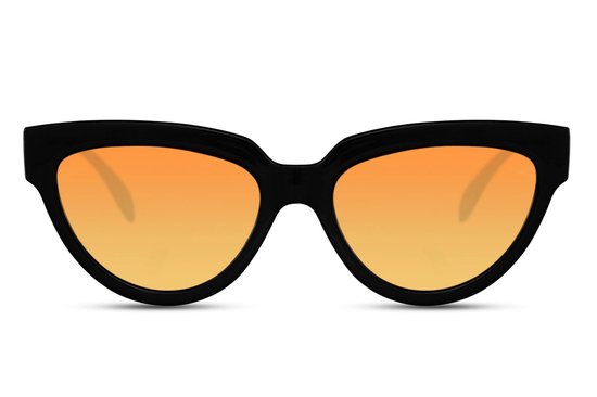 6435 Midnight Butterfly | Transparant Oranje Lens | Zwart Montuur | Cat Eye / Vlindermodel | Retro & Classic Bril | Festival & Rave Bril | Carnavalsbril | Zonnebril Dames & Heren | Trendy Party & Outdoor Bril | Inclusief Brillen Sleeve & Brillendoek