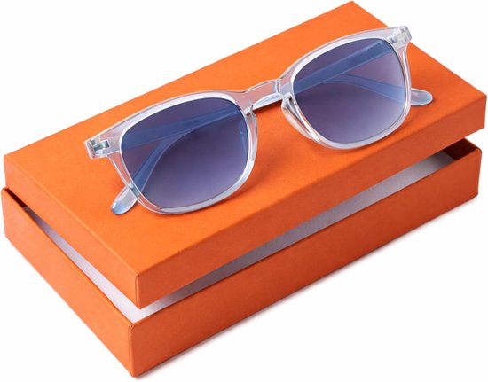 - 7551 - Zonneleesbril voor dames en heren - +1,50 | Transparant grijs polycarbonaat montuur – Getinte glazen Cat. 3 UV400 – Flexveren