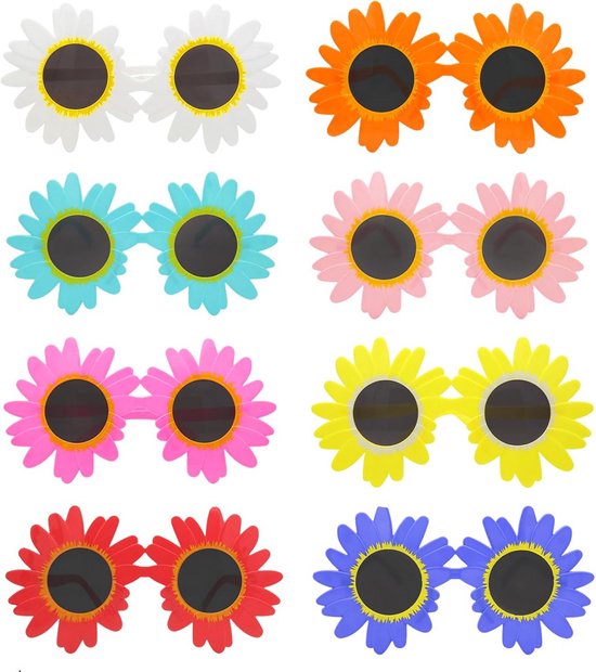8 Stuks Hawaii Bloem Zonnebrillen voor Kinderen - Grappige Feestbril & Fotoprop